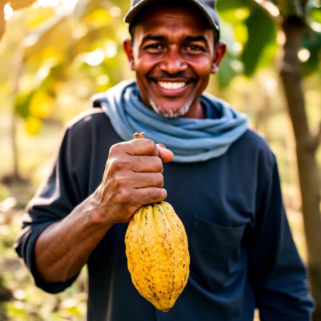 Produtor de cacau na fazenda em Ilhéus, Bahia